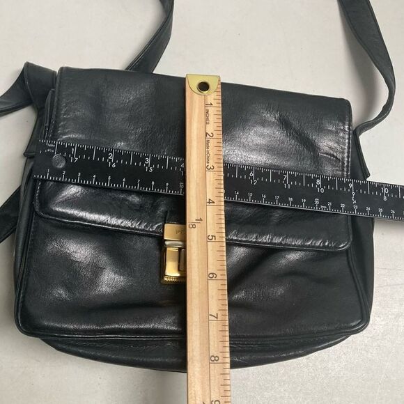 PERLINA  Black Leather Crossbody Shoulder Bag 7X1X9 - Picture 6 of 12